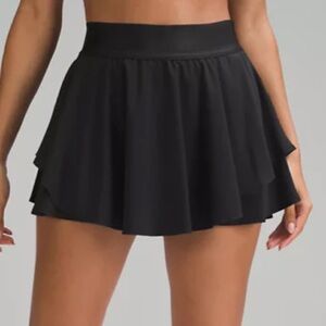 Lululemon Court Rival Tennis Skirt, Black,Size 10, High Waist w/ Built in Shorts